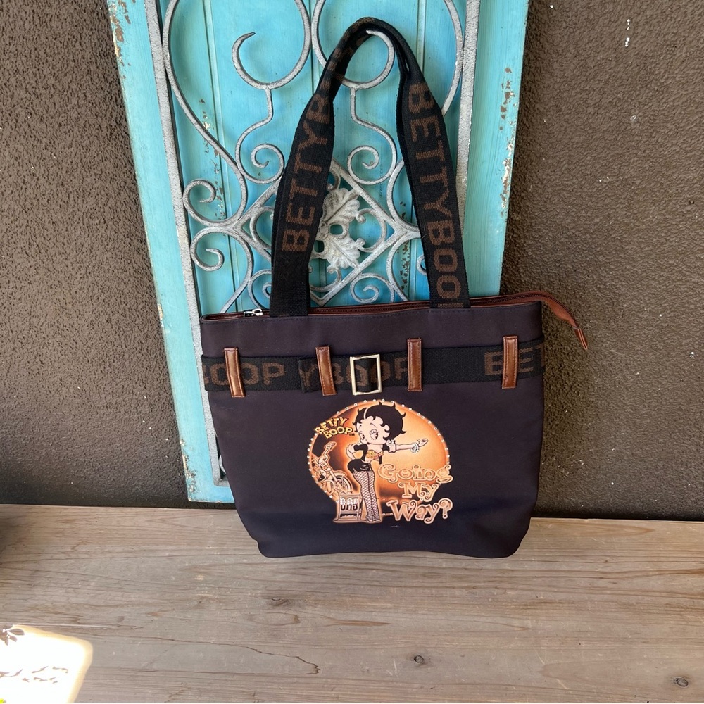 Betty Boop Bag Travel Tote Bag Going My Way 2005 Rhinestones motorcycle